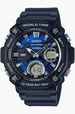 Casio 100-Meters Anadigi Blue Black Resi Watch AEQ-120W-2AVDF