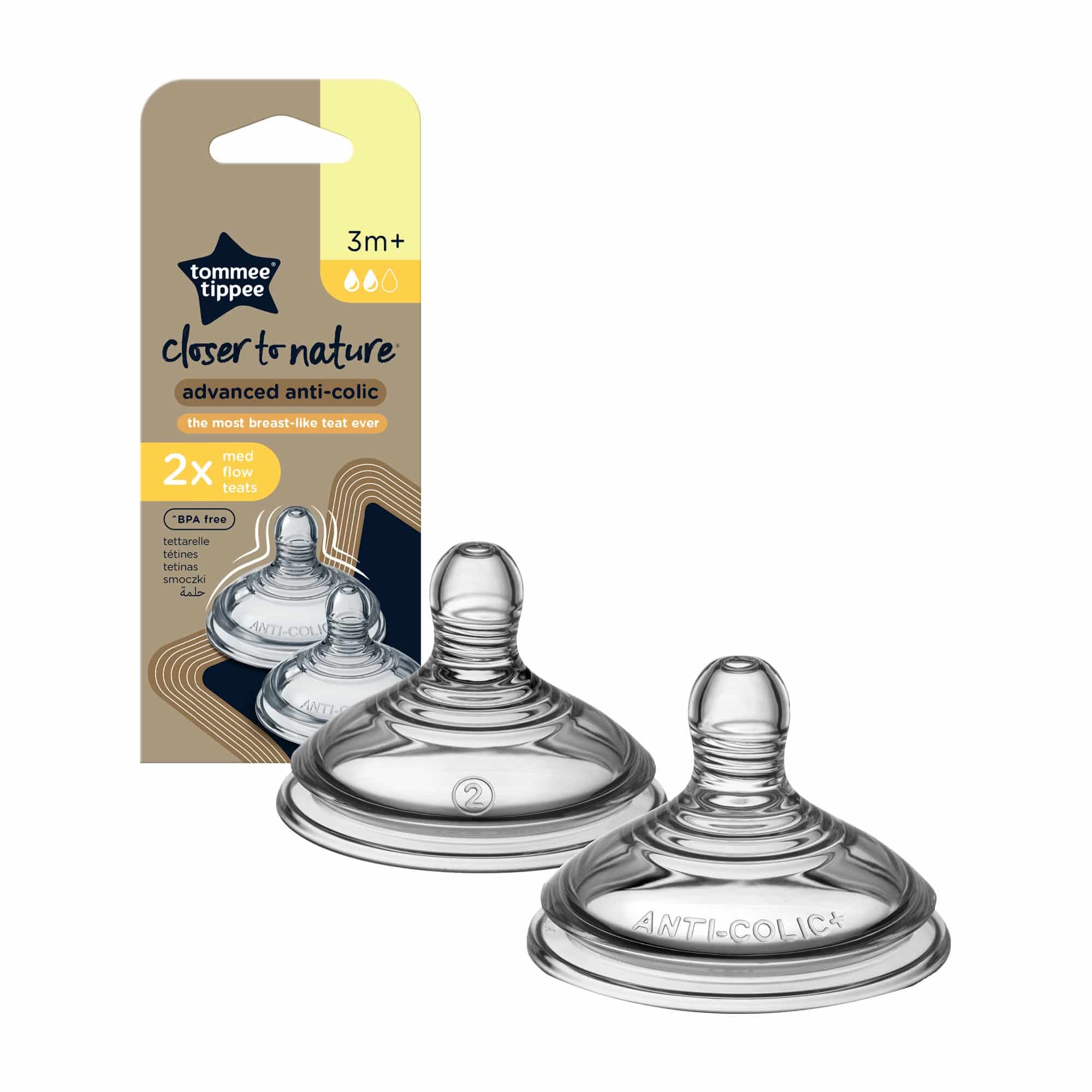 Tommee Tippee Advanced Anti - Colic Medium Flow Teat 2Pk 3M+ - Shopping4Africa