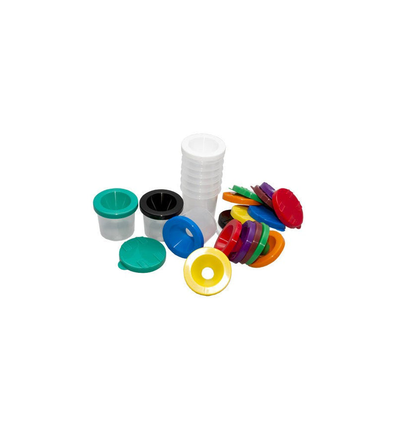 Paint Pots- Clear with Coloured Lids (10pc) - Shopping4Africa