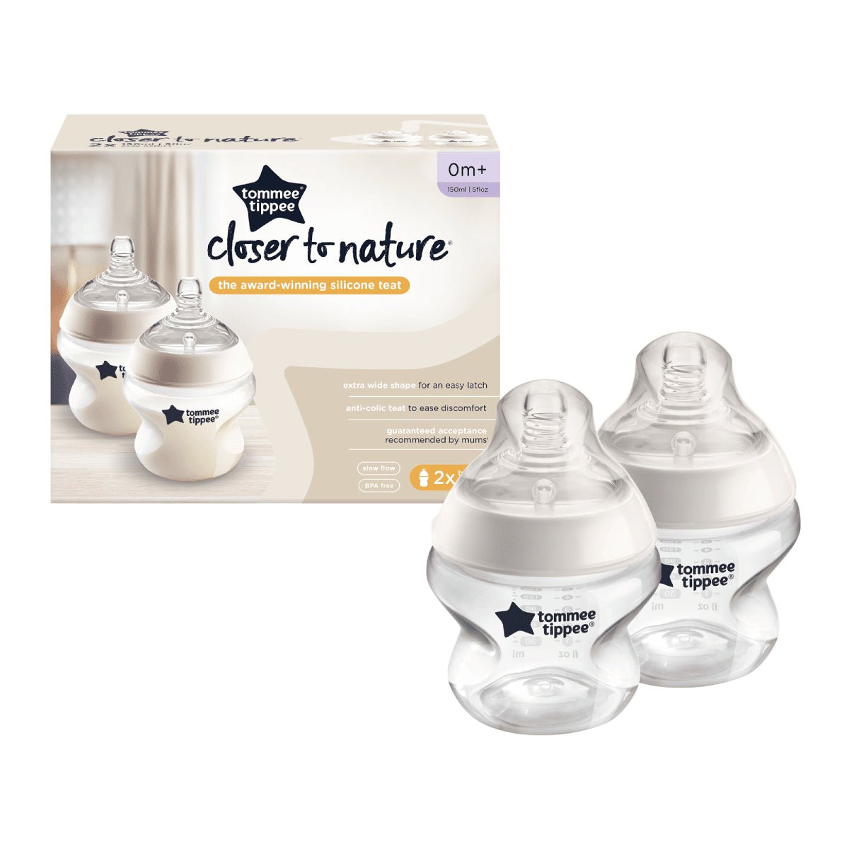 Tommee Tippee Closer To Nature 150Ml Bottle 2Pk 0M+ - Shopping4Africa