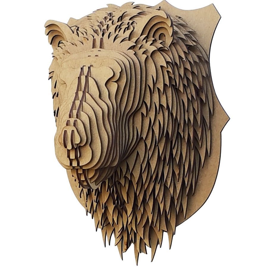 3D Lion Head - Wood - Shopping4Africa