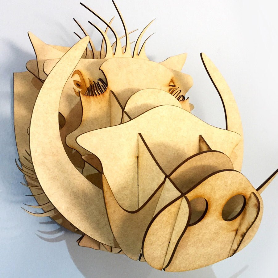 3D Warthog Head - Wood - Shopping4Africa