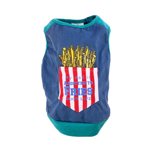 Dog's Life Addicted to Fries Tee Blue