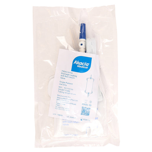 Akacia Urine Leg Bag 750ml Short Tube PC110130 (Pack of 3)