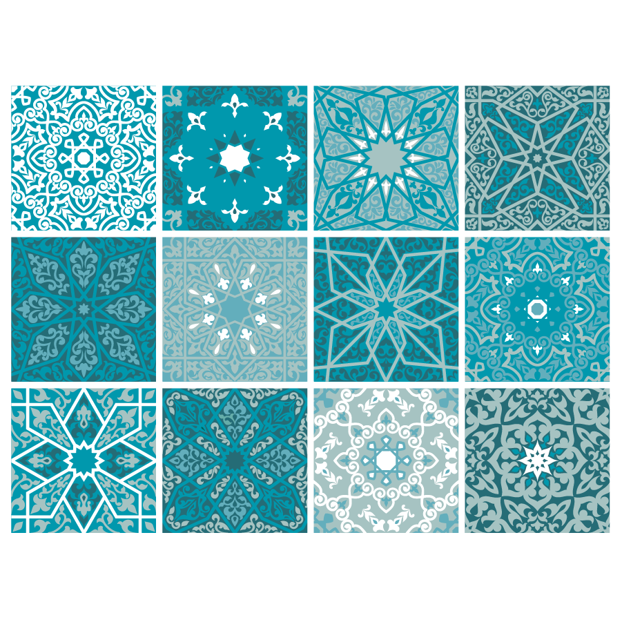 Arabesque Teal - vinyl wall tiles