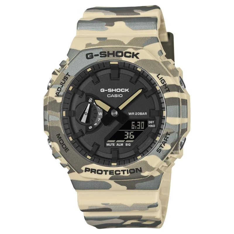 Casio G‑Shock Grey Camouflage Bio‑Resin Analog‑Digital GA-2100CM-5ADR