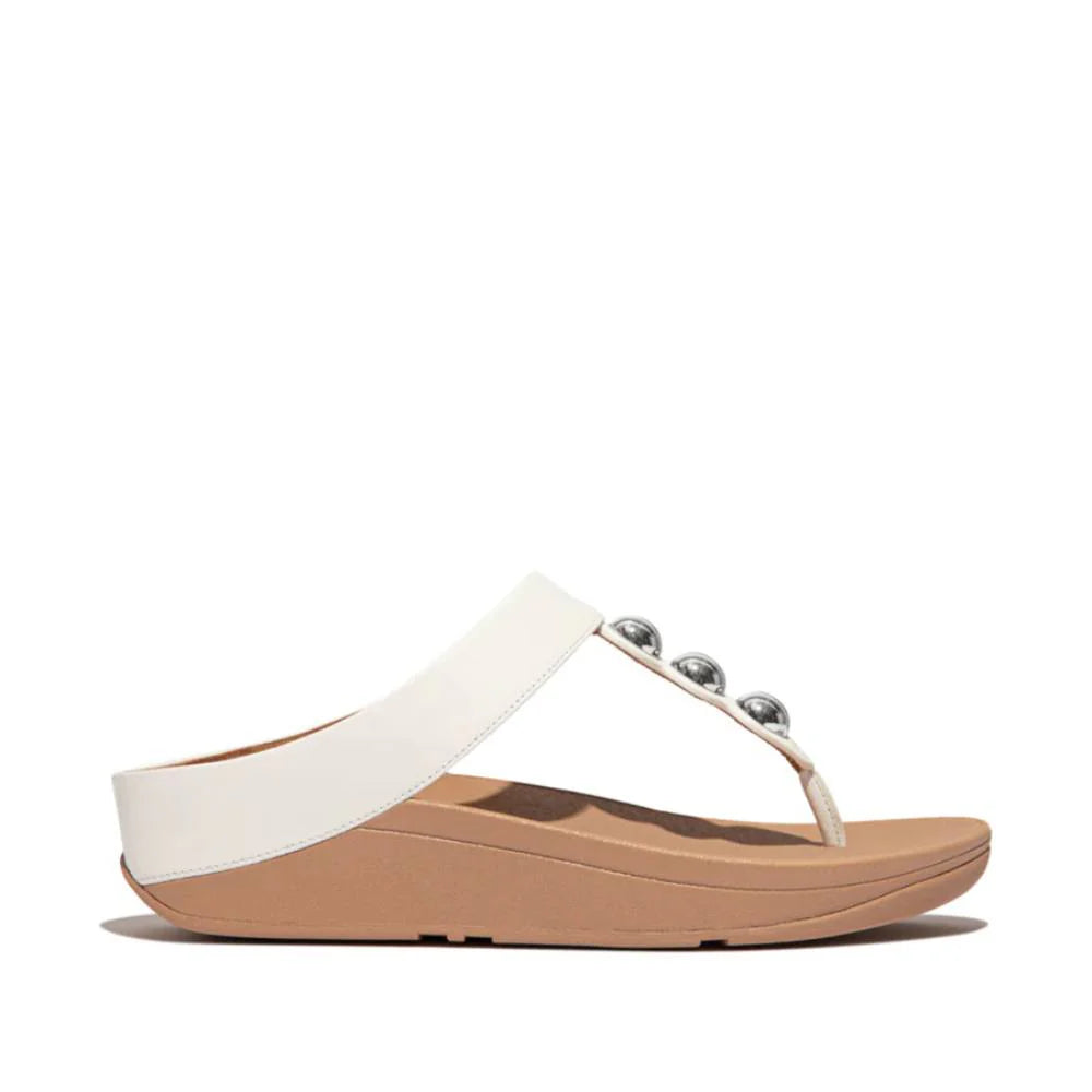 FitFlop Fino Mirror-Dome Leather Urban White