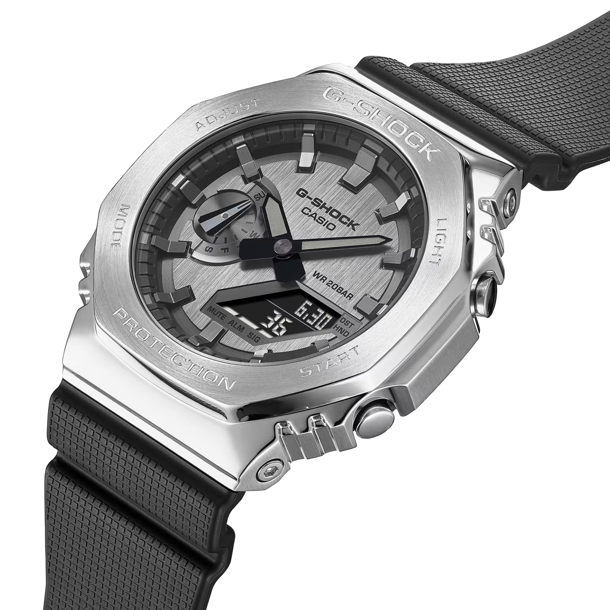 Casio G-SHOCK Anadigi Silver Bezel Watch GM-2100-1ADR