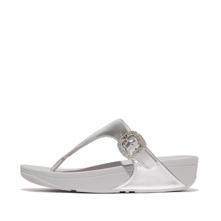 FitFlop - Lulu Crystal-Buckle Leather Silver