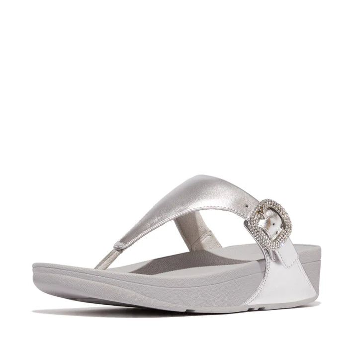 FitFlop - Lulu Crystal-Buckle Leather Silver