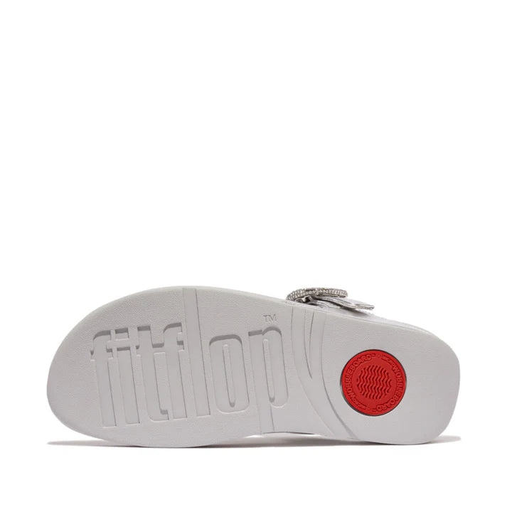 FitFlop - Lulu Crystal-Buckle Leather Silver
