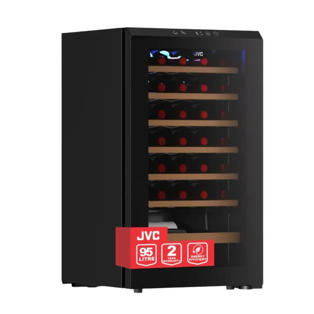 JVC 35-Bottle 95L Undercounter Wine Cooler, Black, WG-NRFW35B5S