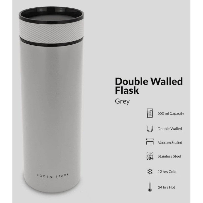 Boden Stark 650ml Double-Walled Flask - Grey
