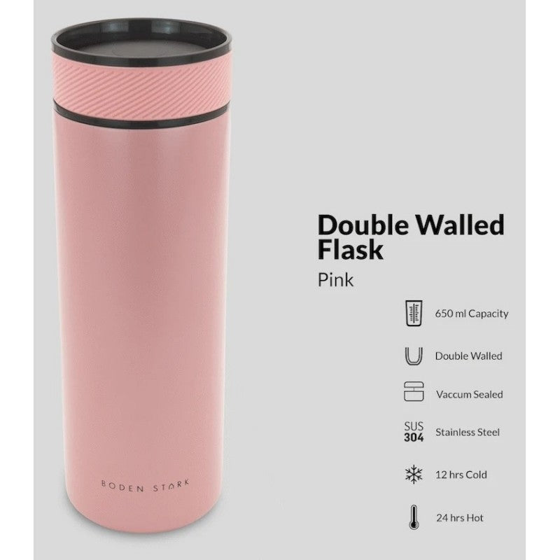 Boden Stark 650ml Flask - Pink
