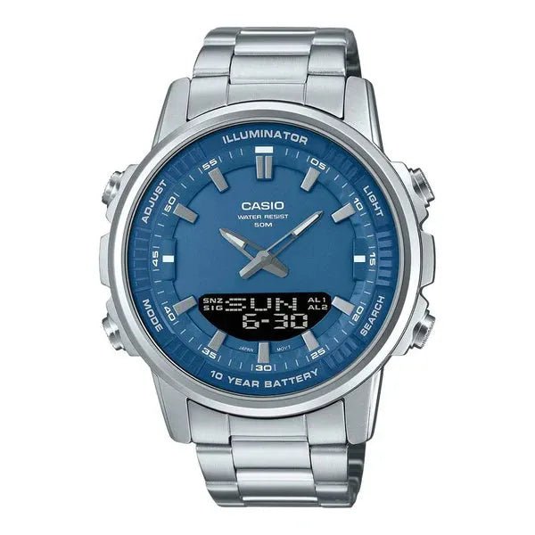 Casio Anadigi Stainless Steel Blue Dial Watch AMW - 880D - 2A1VDF - Shopping4Africa