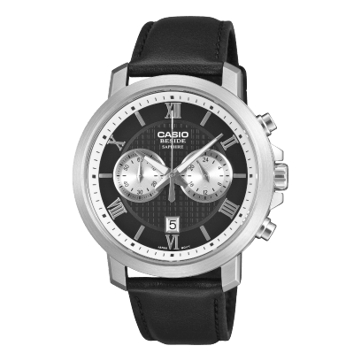 Casio Analog Beside Chronograph Watch with Leather Straps- BMS-500L-1ADF - Shopping4Africa