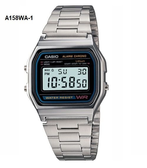 Casio Retro Silver Black Digital A158WA - 1Q - Shopping4Africa