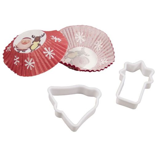 Christmas Paper Baking Cups (25pc) and Cutters (2pc) - Assorted - Shopping4Africa