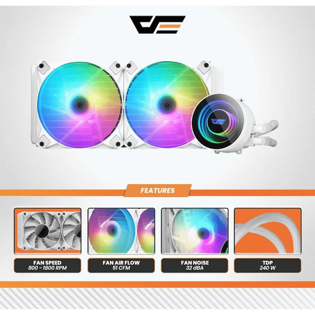 darkFlash DX240 V2.6 Liquid CPU Cooler - White - Shopping4Africa
