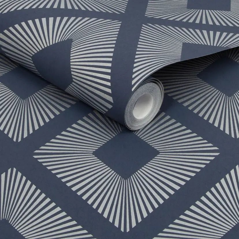 Deco Triangle Wallpaper - Navy - Shopping4Africa