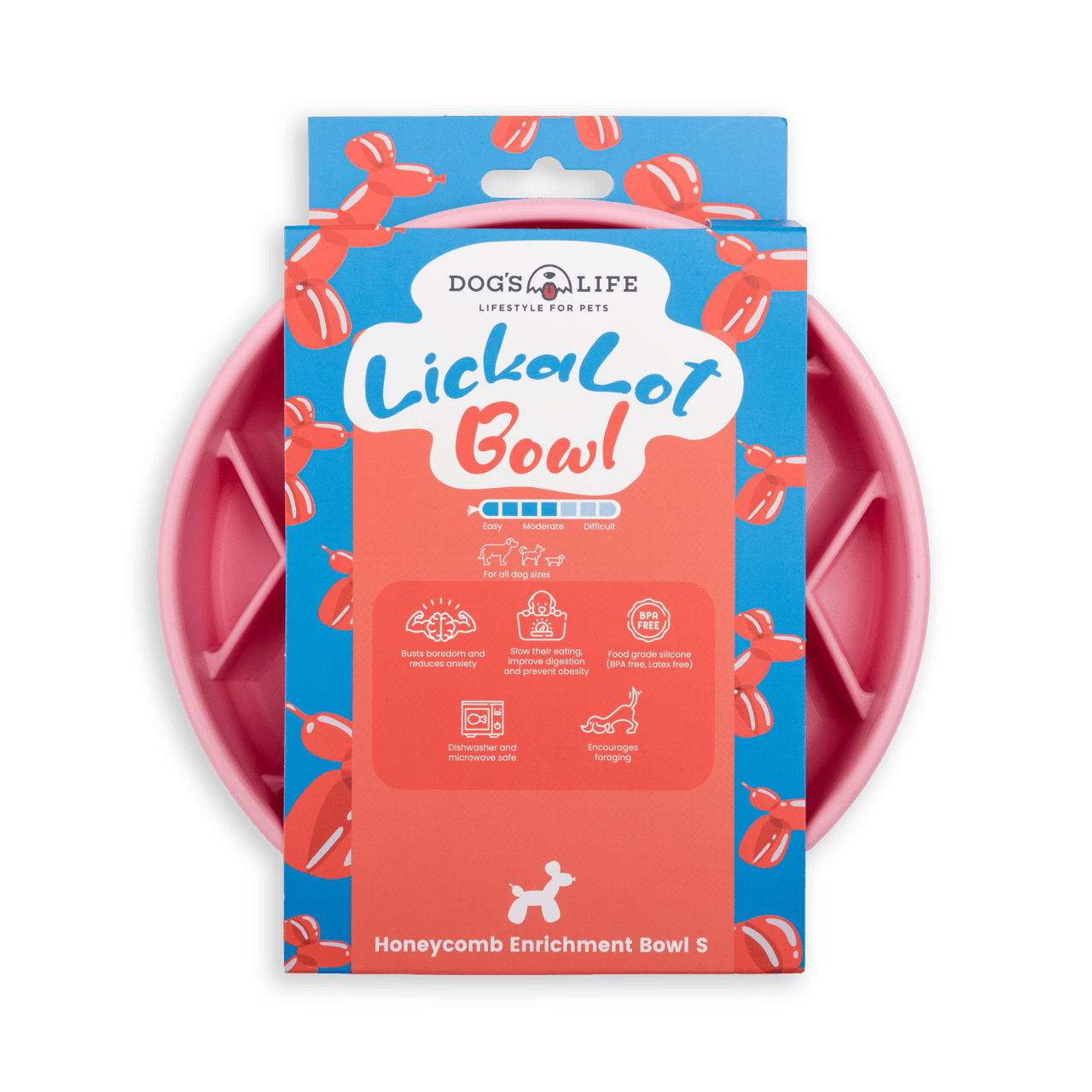 Dog's Life Lickalot Honeycomb Enrichment Bowl Soft Pink - Shopping4Africa