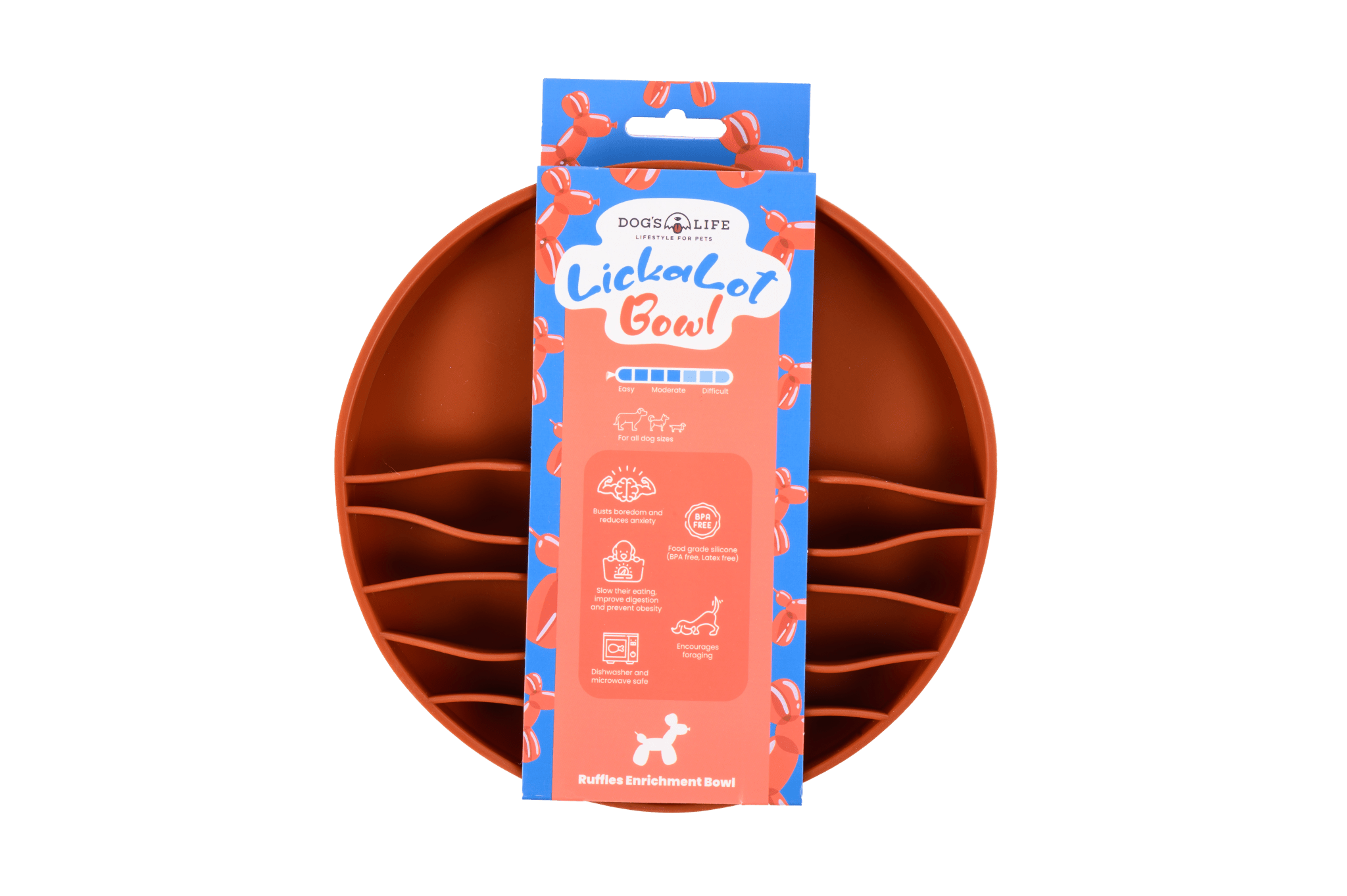 Dog's Life Lickalot Ruffles Enrichment Bowl Brown - Shopping4Africa