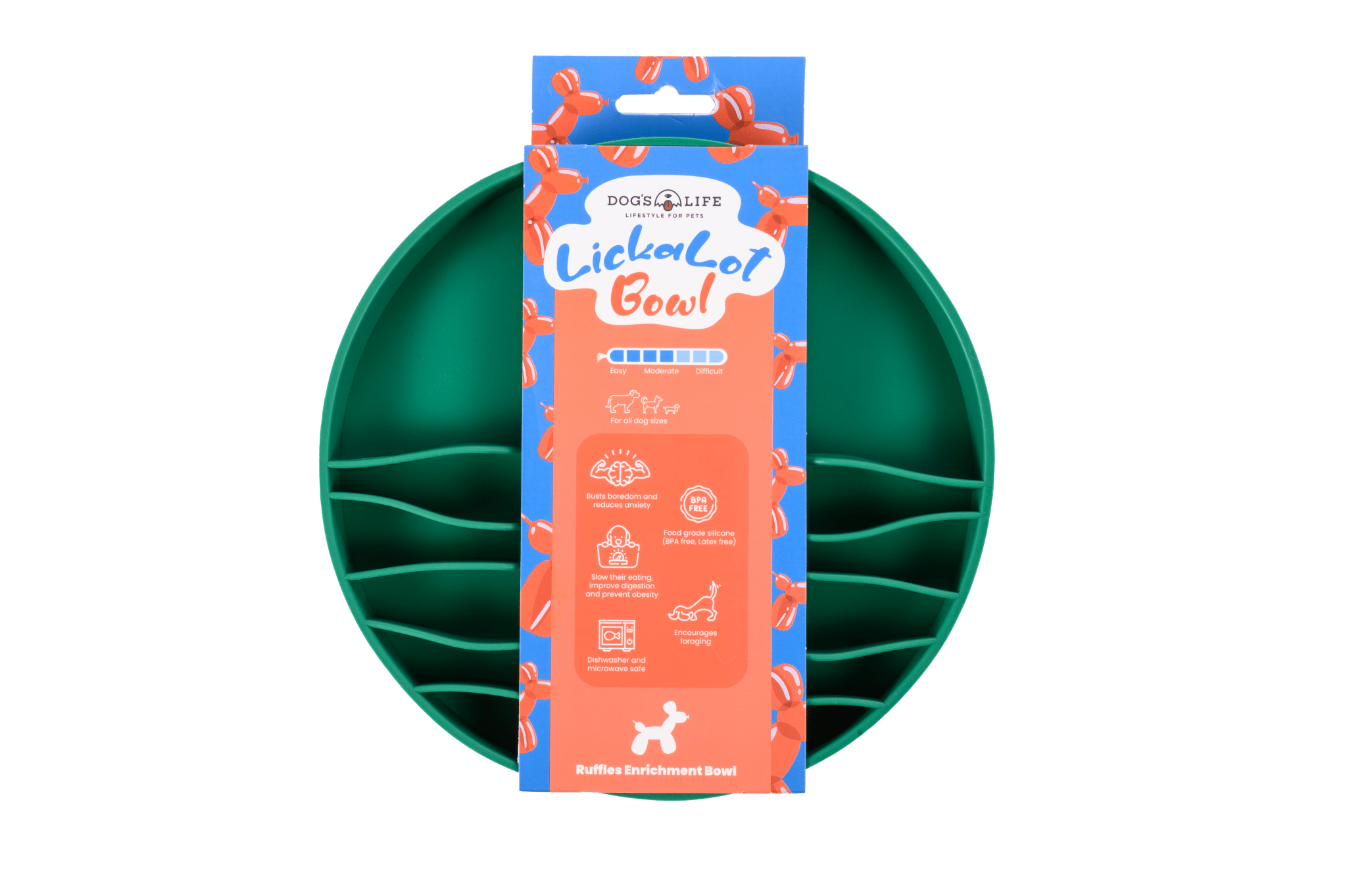 Dog's Life Lickalot Ruffles Enrichment Bowl Green - Shopping4Africa