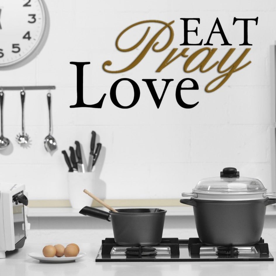 Eat Pray Love - Vinyl & wood wall poetry - Shopping4Africa