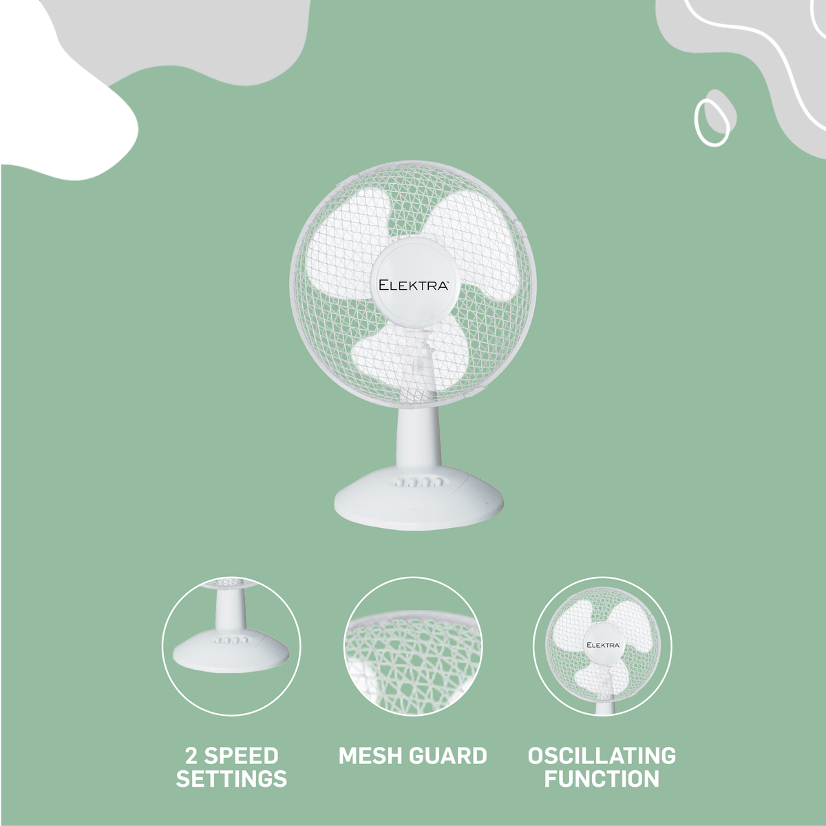 Elektra Desk Fan 30cm - White - Shopping4Africa