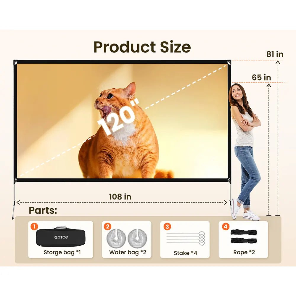 ETOE 120 - Inch Portable Folding Projector Screen – 16:9 Aspect Ratio - Shopping4Africa