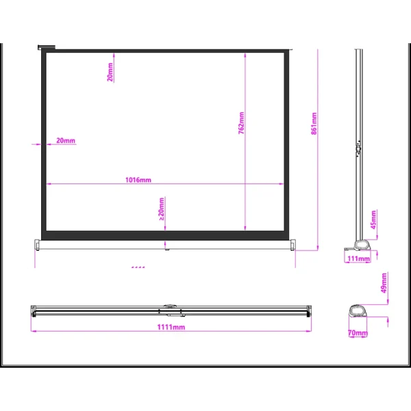 ETOE 50 - Inch Manual Pull - Up Projector Screen – 4:3 Aspect Ratio - Shopping4Africa