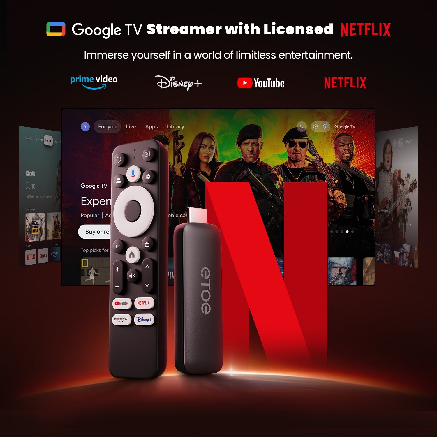 ETOE - T2 4K Google TV Stick - Google and Netflix certified Android 12 - Shopping4Africa