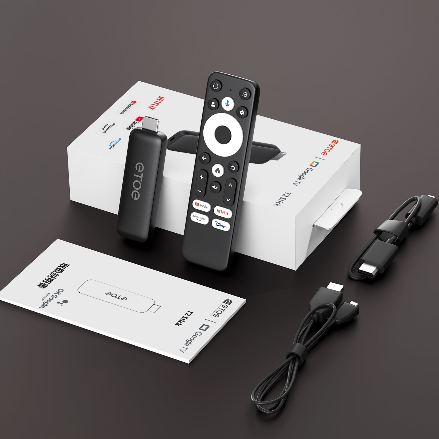 ETOE - T2 4K Google TV Stick - Google and Netflix certified Android 12 - Shopping4Africa