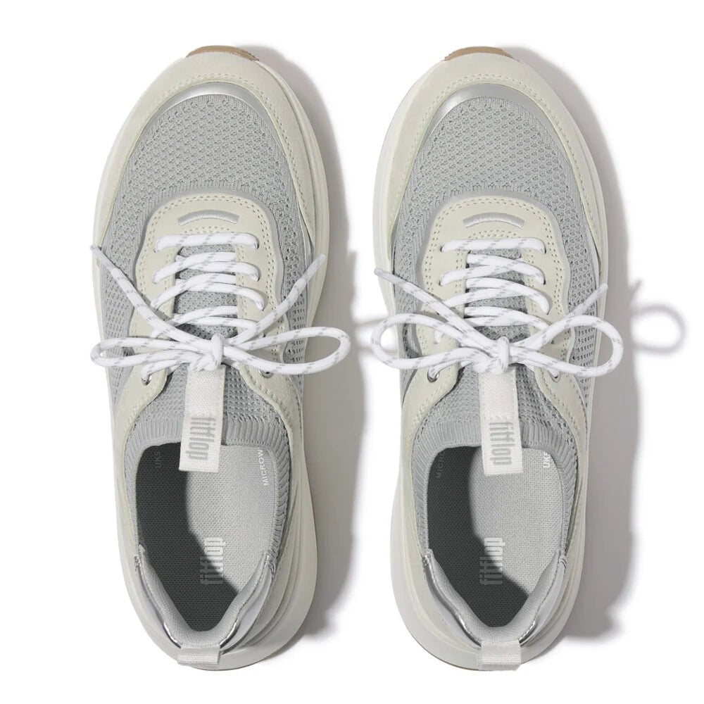 F - MODE Knit/Suede Flatform Slip - On Trainers White/ French Grey - Shopping4Africa