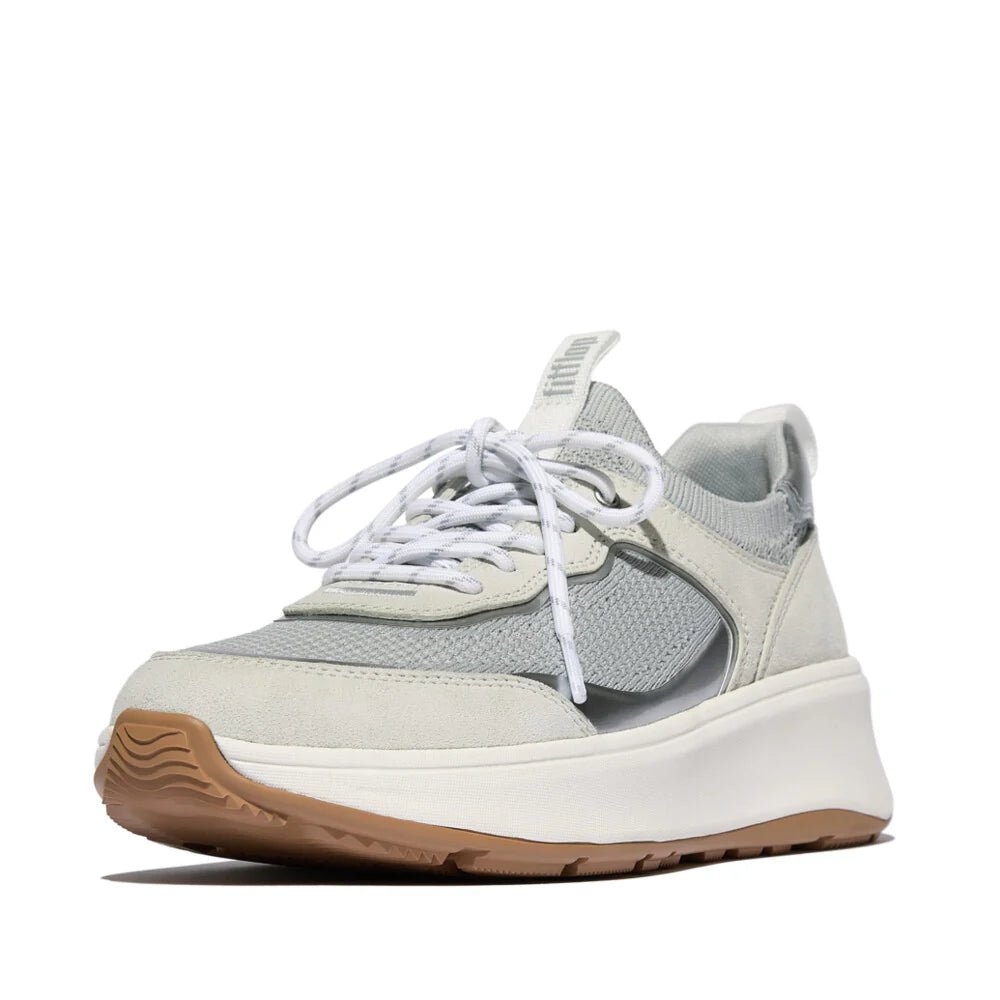 F - MODE Knit/Suede Flatform Slip - On Trainers White/ French Grey - Shopping4Africa