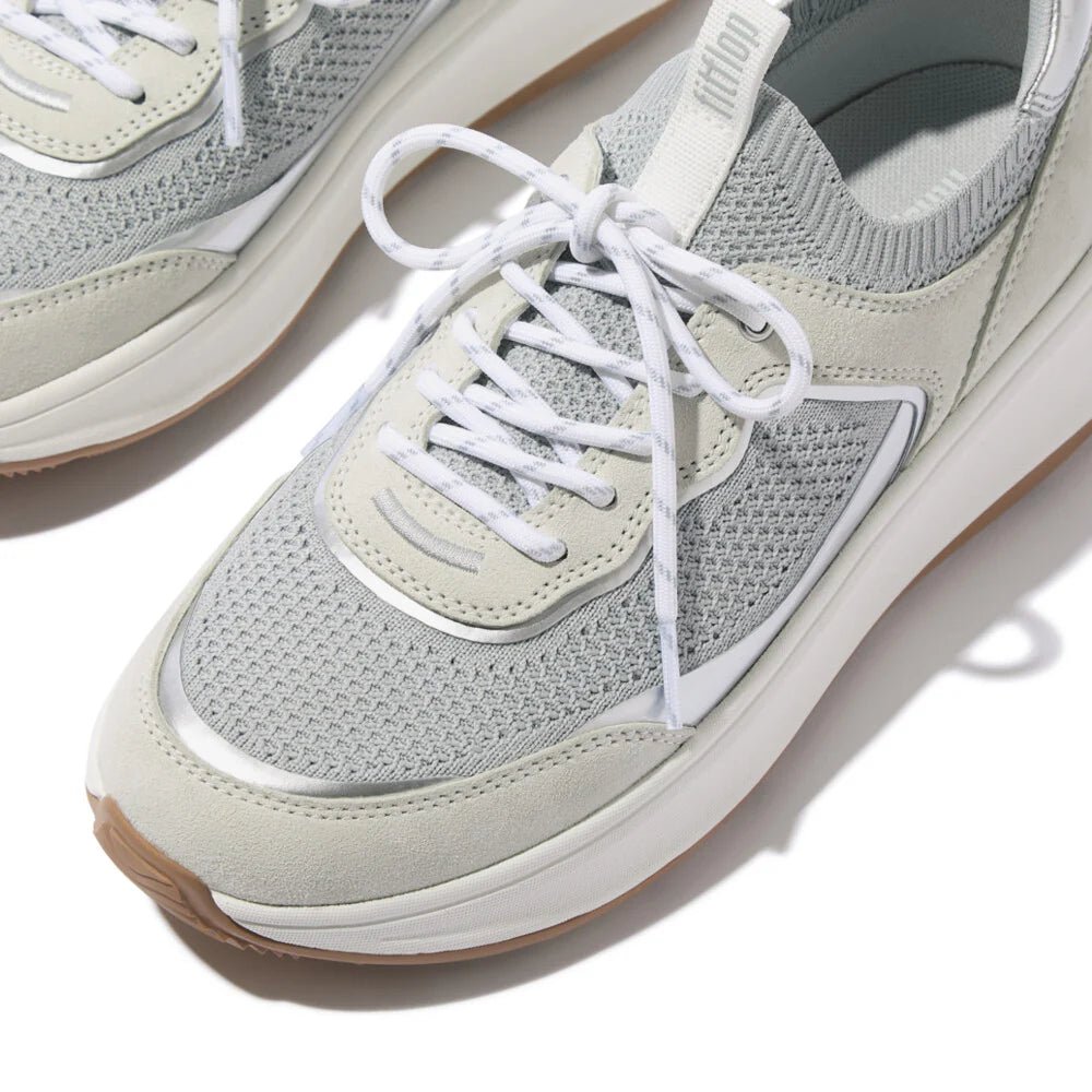 F - MODE Knit/Suede Flatform Slip - On Trainers White/ French Grey - Shopping4Africa