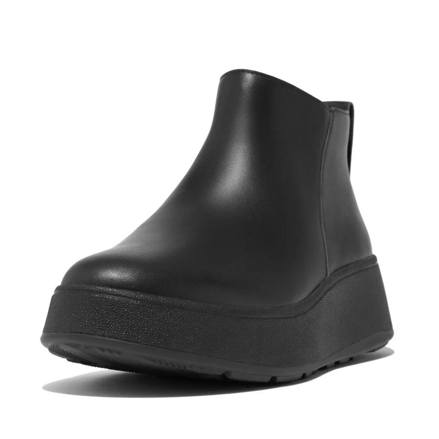 F - Mode Leather Flatform Zip All Black - Shopping4Africa