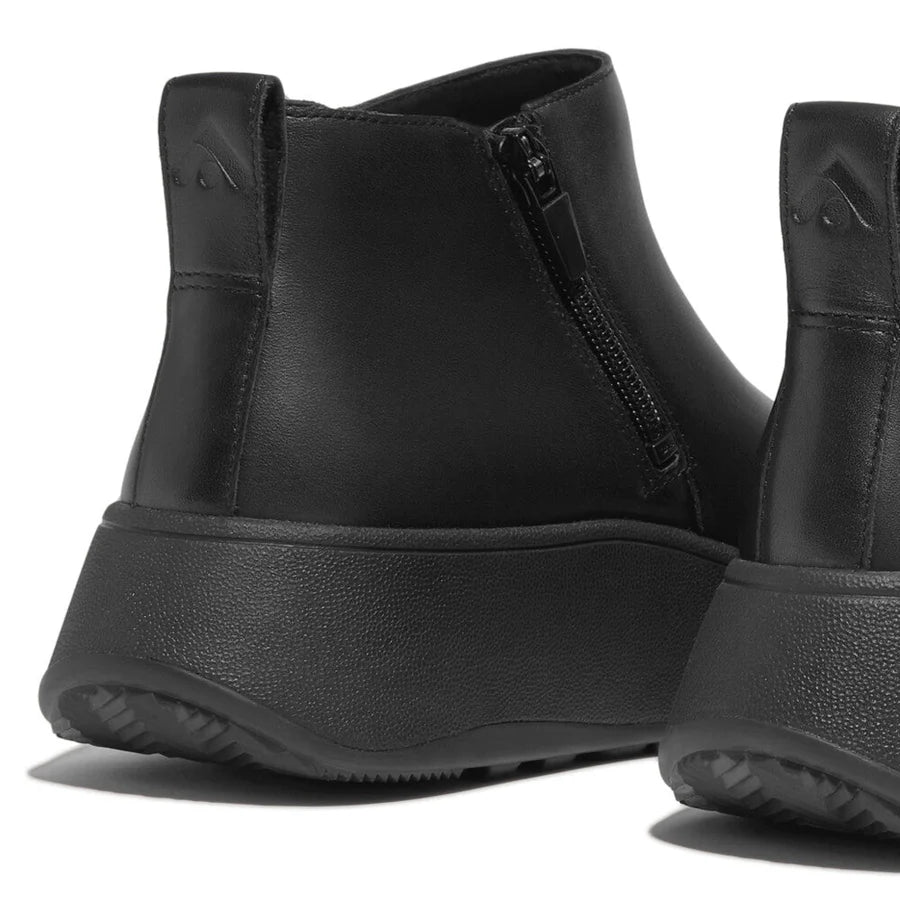 F - Mode Leather Flatform Zip All Black - Shopping4Africa