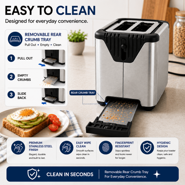 Feelive 2 Slice Stainless Steel Digital Toaster with LED Display - Shopping4Africa