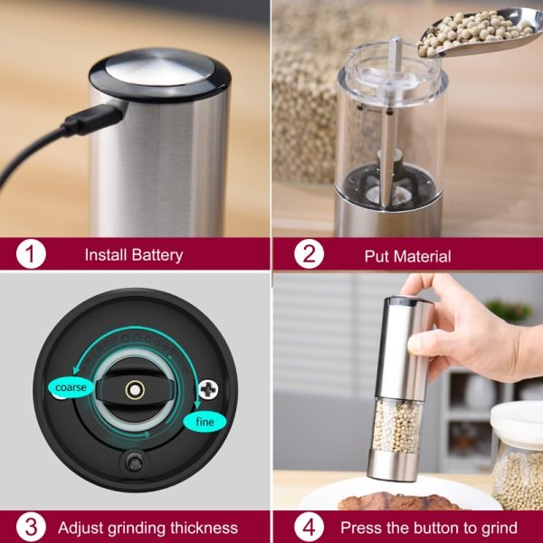 Feelive Rechargeable Pepper & Salt Grinder Set (2 - Pack with Stand) - Shopping4Africa