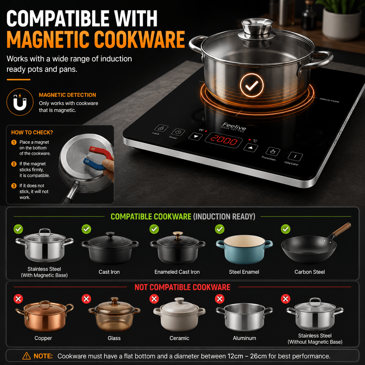 Feelive Single Portable Induction Cooktop Touch Control Black 2000W - Shopping4Africa