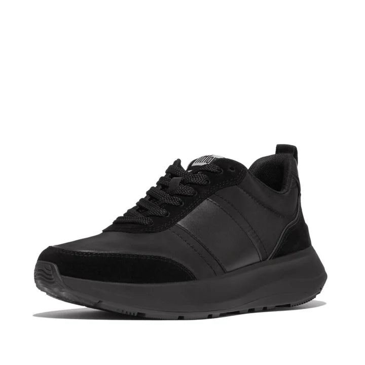 FitFlop F - Mode Flow Fabric/Suede/Leather Flatform Trainers Black - Shopping4Africa