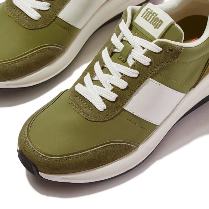 FitFlop F - Mode Flow Fabric/Suede/Leather Flatform Trainers Camo Mix Green - Shopping4Africa
