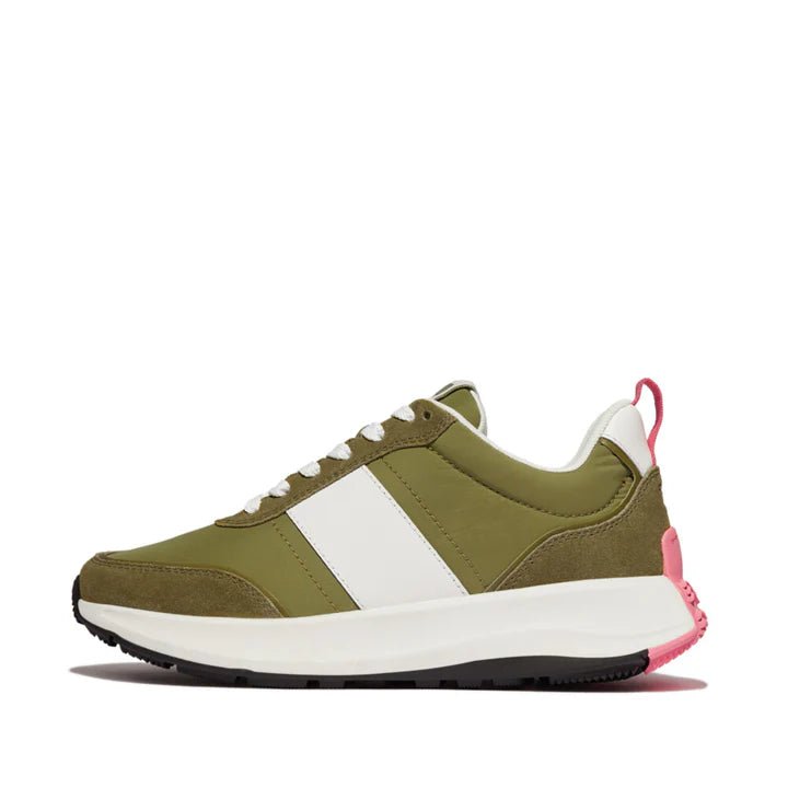 FitFlop F - Mode Flow Fabric/Suede/Leather Flatform Trainers Camo Mix Green - Shopping4Africa