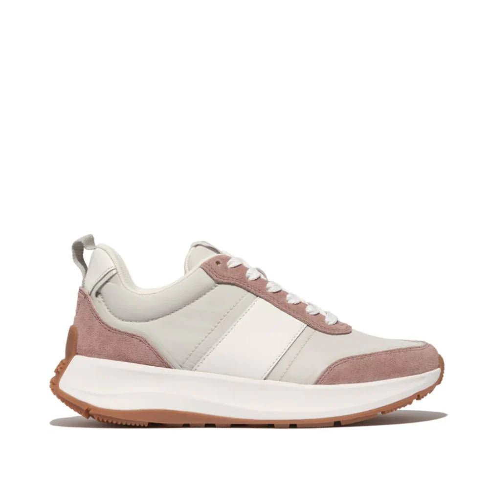FitFlop F - Mode Flow Fabric/Suede/Leather Flatform Trainers Dusky Pink Mix - Shopping4Africa