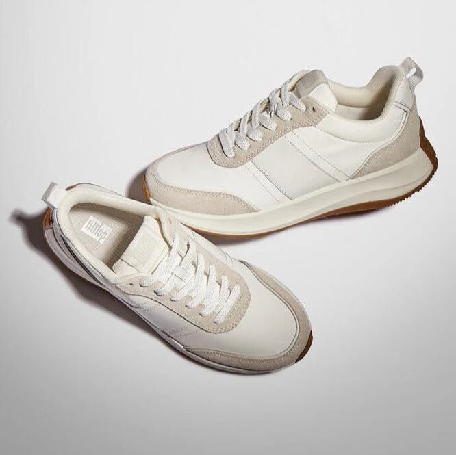 FitFlop - F - Mode Flow Fabric/Suede/Leather Flatform Trainers Urban White Mix - Shopping4Africa