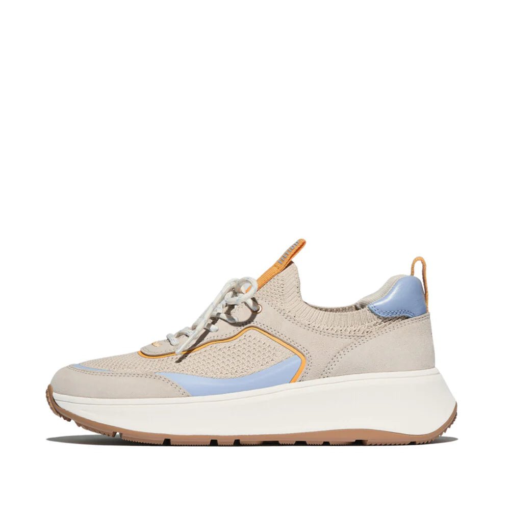 FitFlop F - Mode Knit/Suede Flatform Slip - On Trainers Paris Beige/ Sky Blue - Shopping4Africa