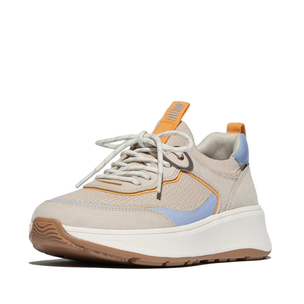 FitFlop F - Mode Knit/Suede Flatform Slip - On Trainers Paris Beige/ Sky Blue - Shopping4Africa