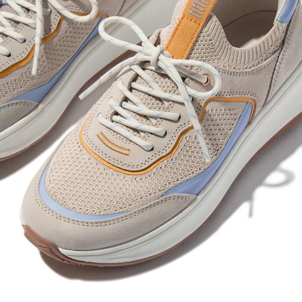 FitFlop F - Mode Knit/Suede Flatform Slip - On Trainers Paris Beige/ Sky Blue - Shopping4Africa