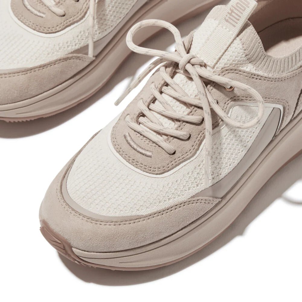 FitFlop F - Mode Knit/Suede Flatform Slip - On Trainers Stone Beige - Shopping4Africa